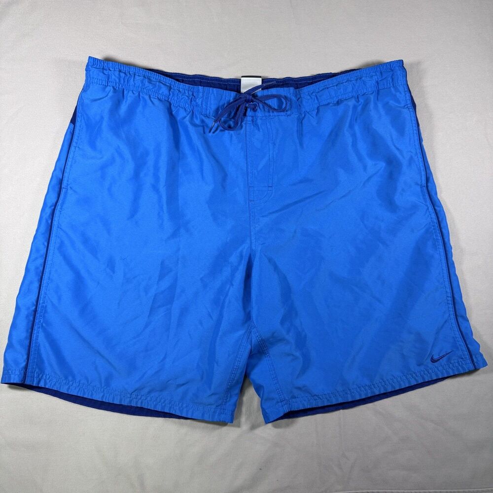 Nike Swim Trunks Mens XL Blue Mesh Lined Drawstring Stretch Shorts Pockets